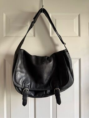 Lodis Vintage Black Leather Messenger Bag Briefcase Laptop Bag